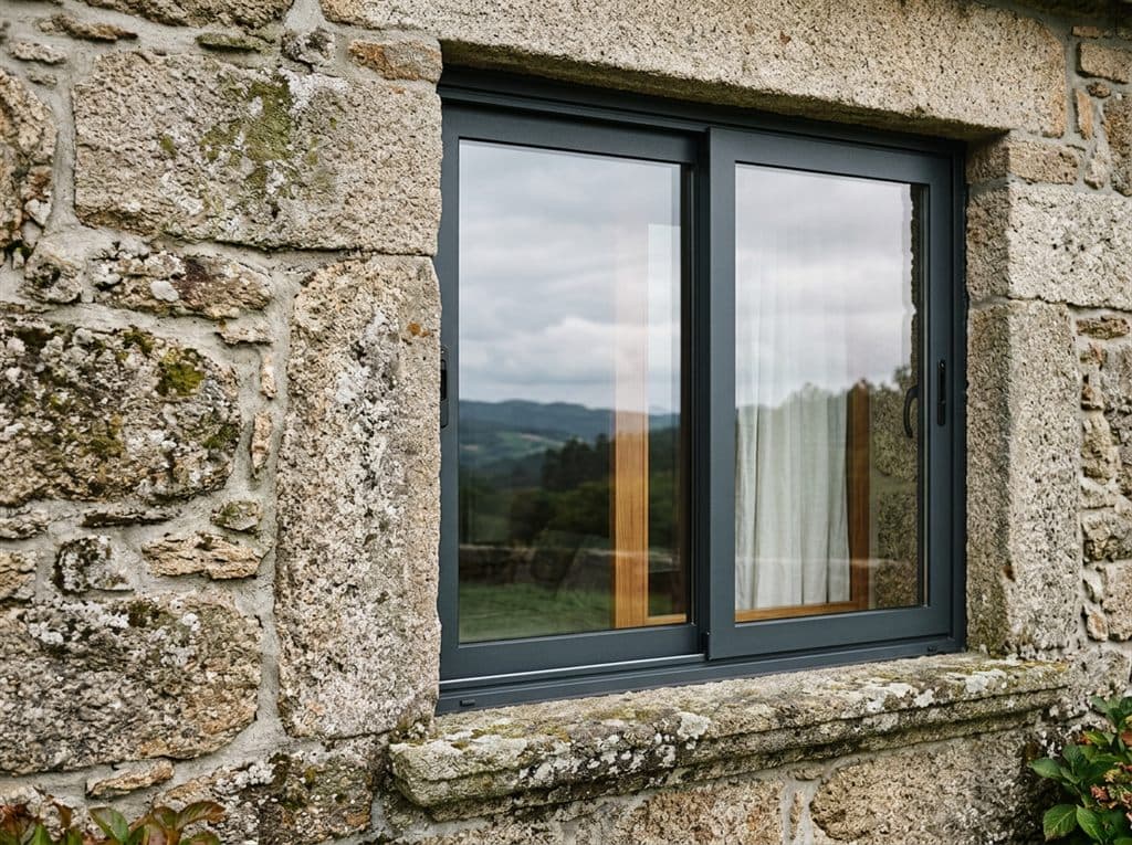 Ventana de aluminio fabricada a medida por Aluminios Lemos en Monforte